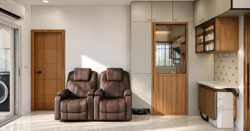 L-Seating Area — 1 BHK Flat Interiors