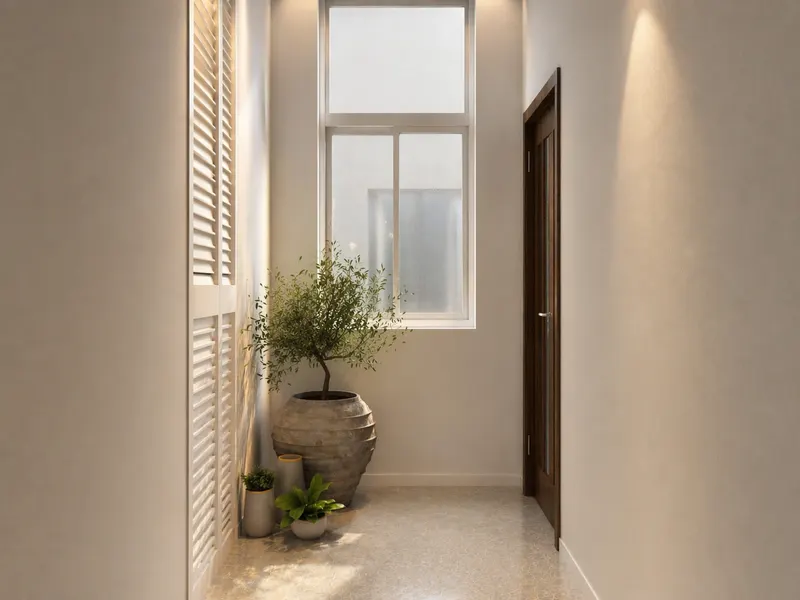 Entry lobby designed and executed by Tatva Interiors, Zion Hills villa, Bangarpet